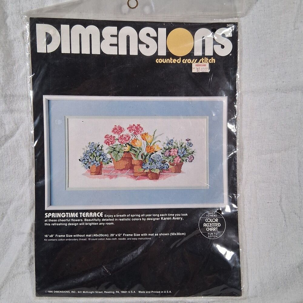 Counted Cross Stitch Kit SpringTime Geranium Garden Grannycore Cottagecore